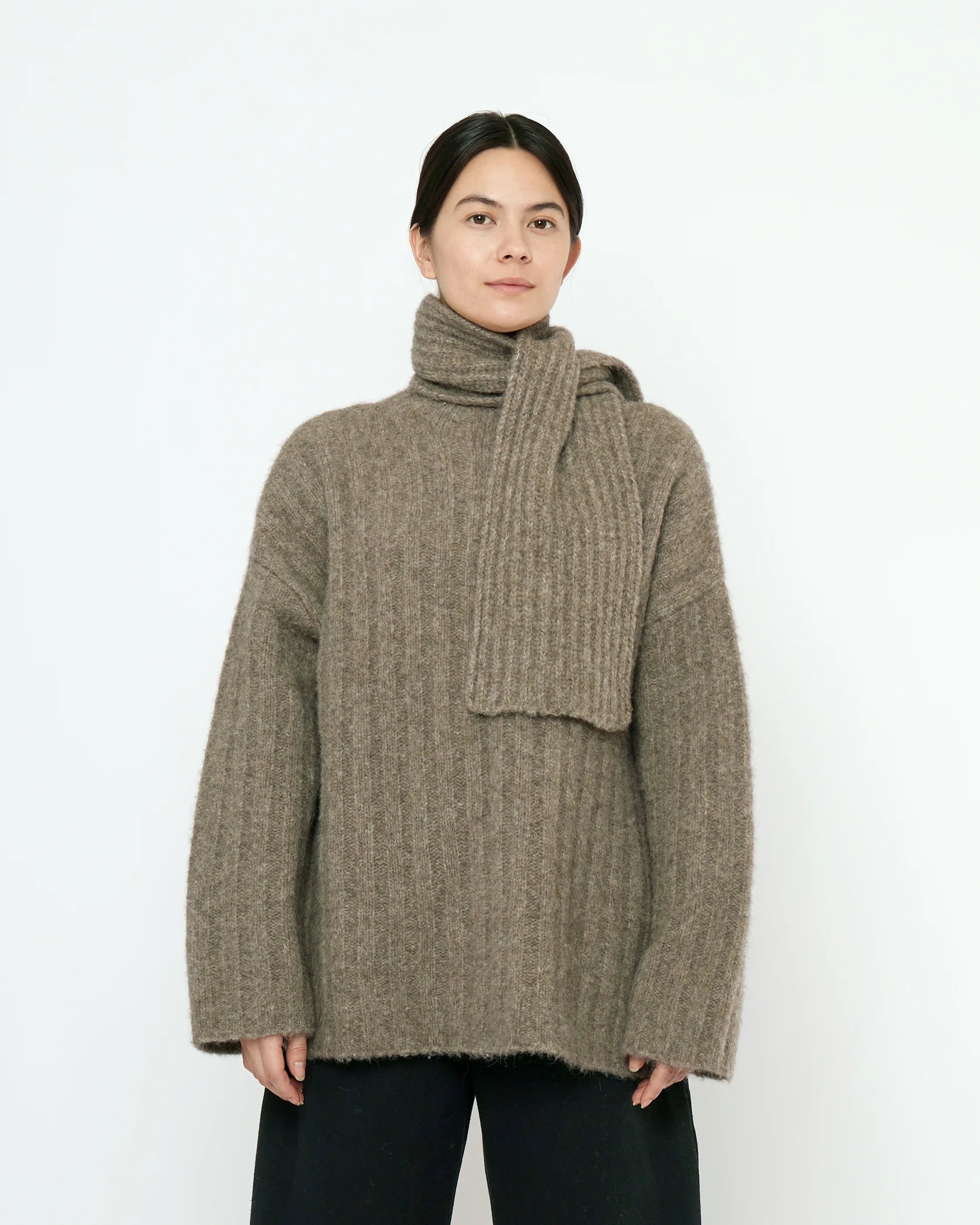 Chunky Mockneck Sweater in Taupe by 7115 by Szeki-Tops-7115 by Szeki-Idlewild