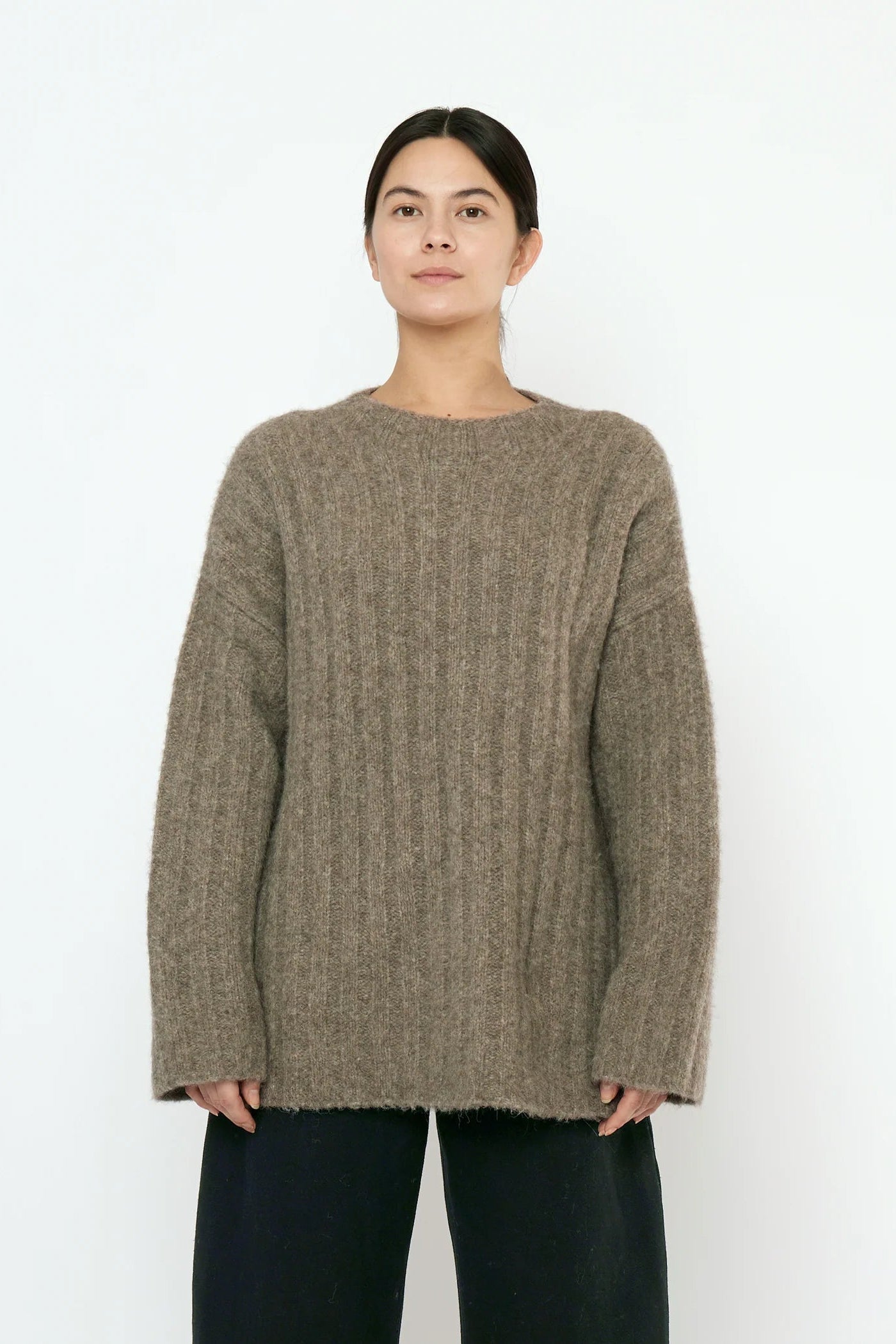 Chunky Mockneck Sweater in Taupe by 7115 by Szeki-Tops-7115 by Szeki-Idlewild