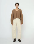 Chunky V-Neck Sweater in Caramel Brown by 7115 by Szeki-Tops-7115 by Szeki-Idlewild