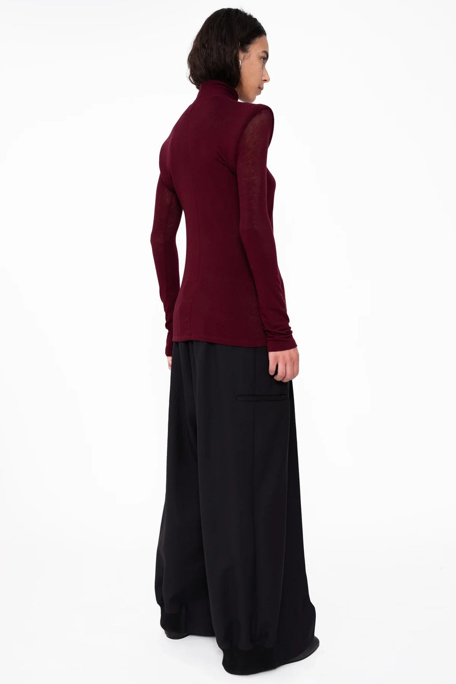 Circle Shoulder Turtleneck in Bordeaux by Melitta Baumeister