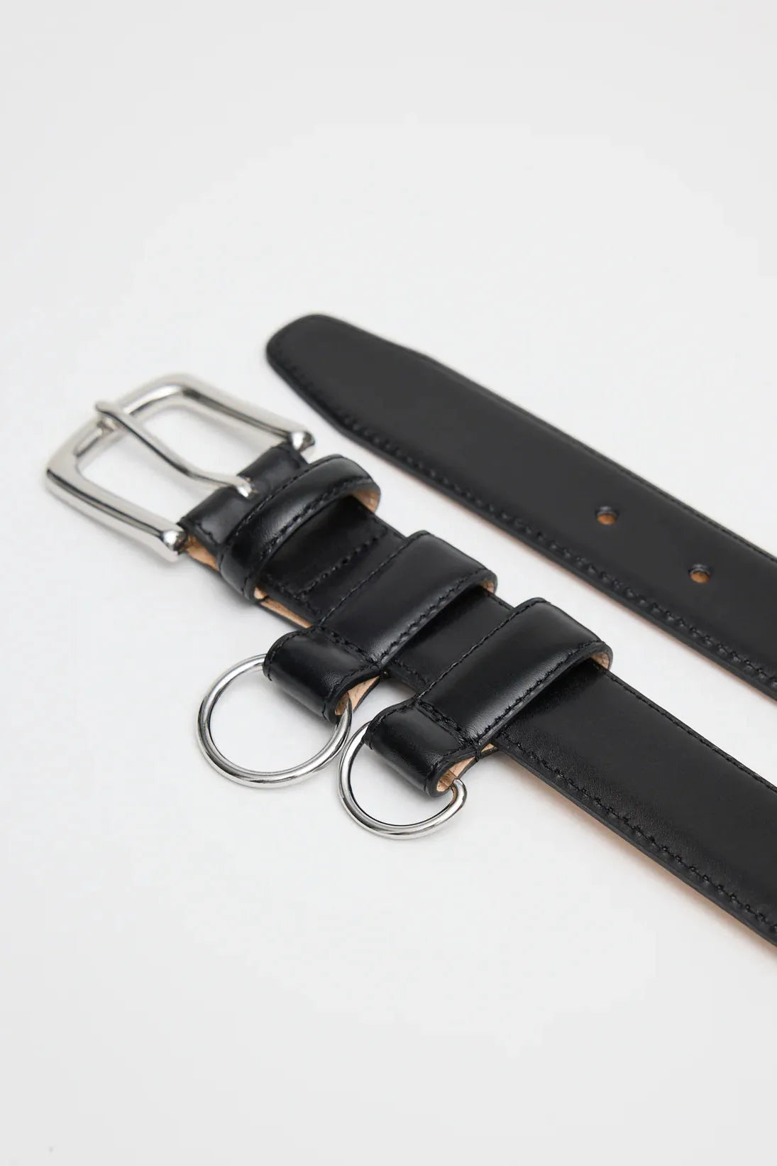 Classic Ring Hardware Leather Belt in Black by Tibi-Accessories-Tibi-Idlewild