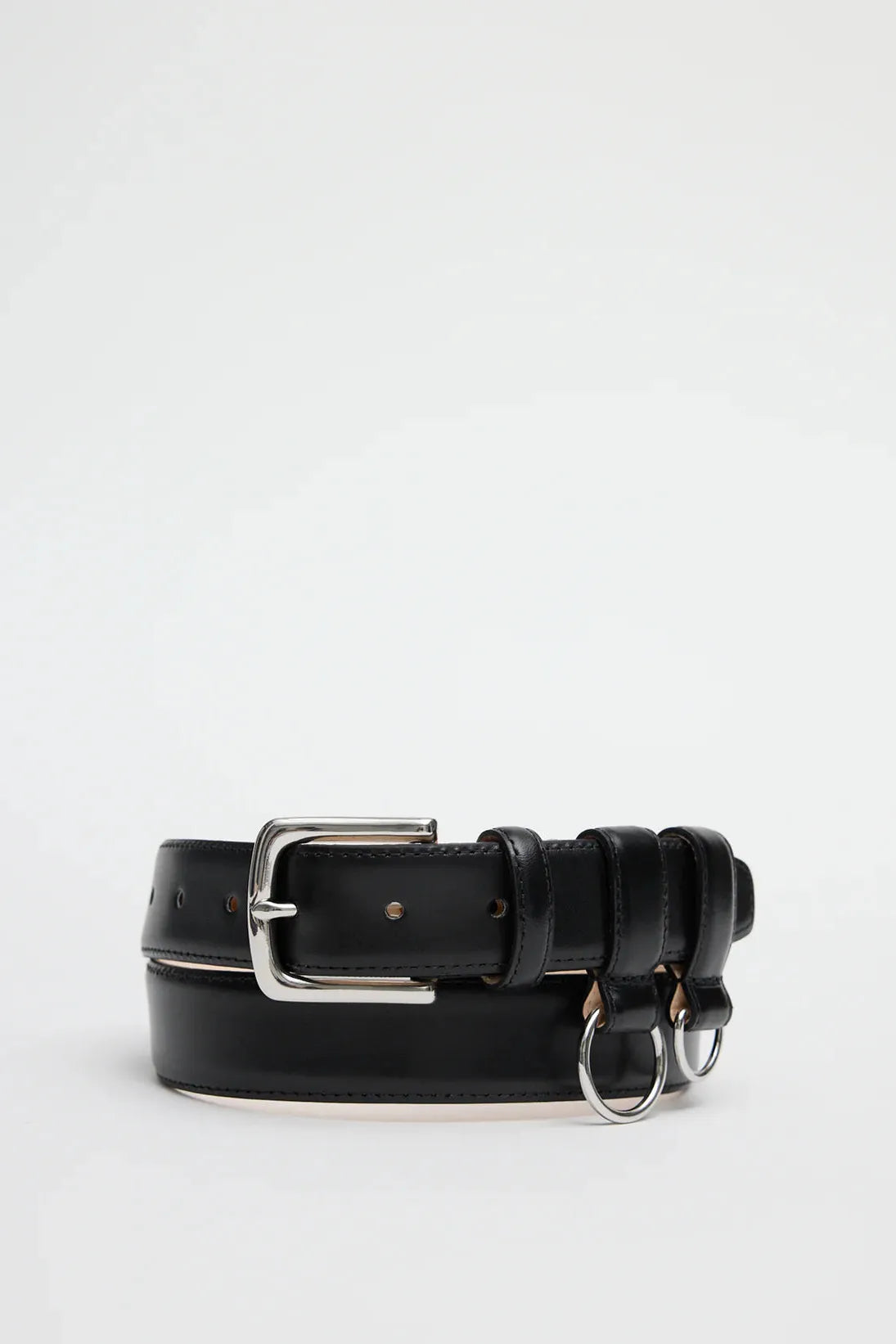 Classic Ring Hardware Leather Belt in Black by Tibi-Accessories-Tibi-Idlewild
