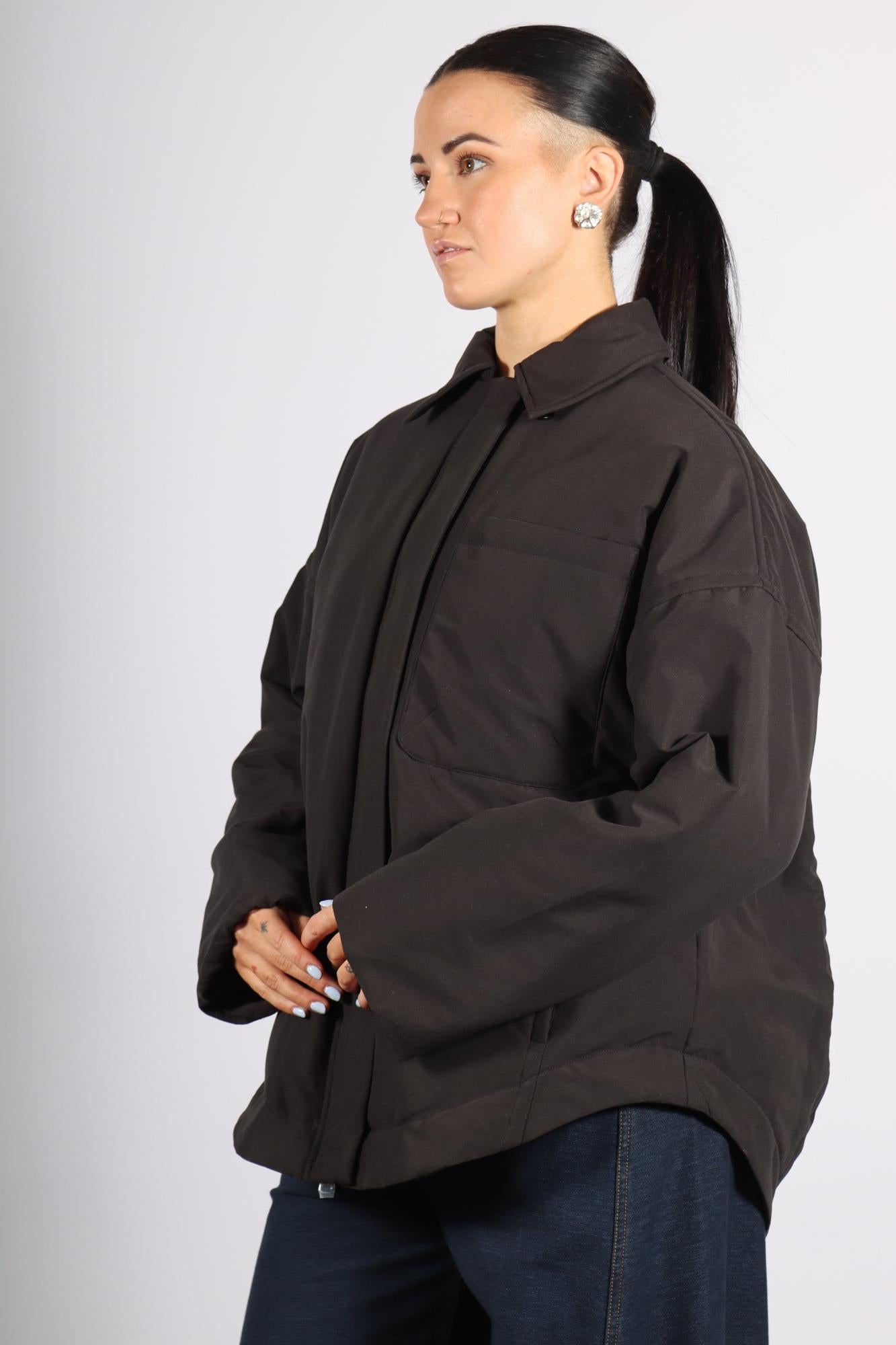 Clyde Padding Shirt Jacket in Black by Tibi-Tibi-Idlewild