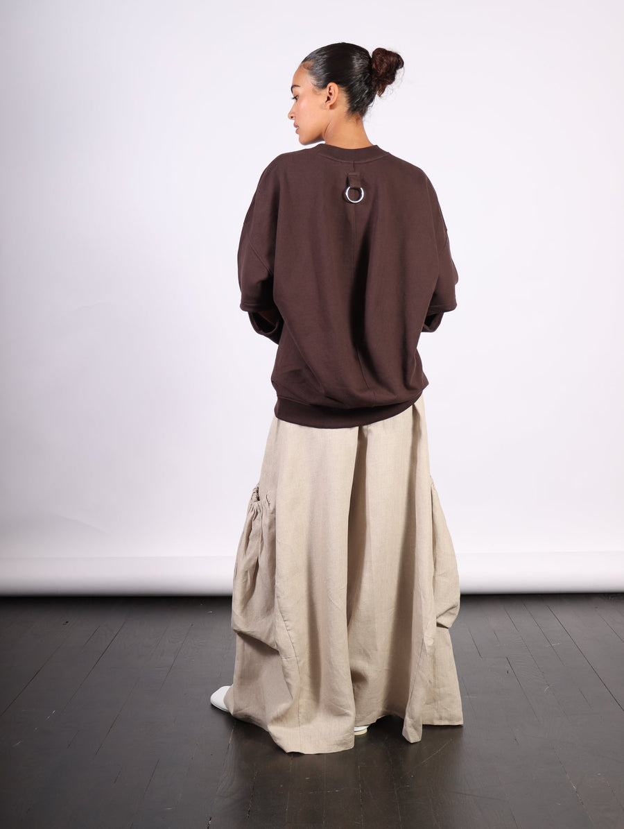 Cocoon Crewneck Sweatshirt in Brown by Tibi-Idlewild