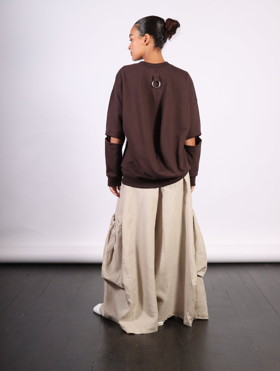 Cocoon Crewneck Sweatshirt in Brown by Tibi-Idlewild