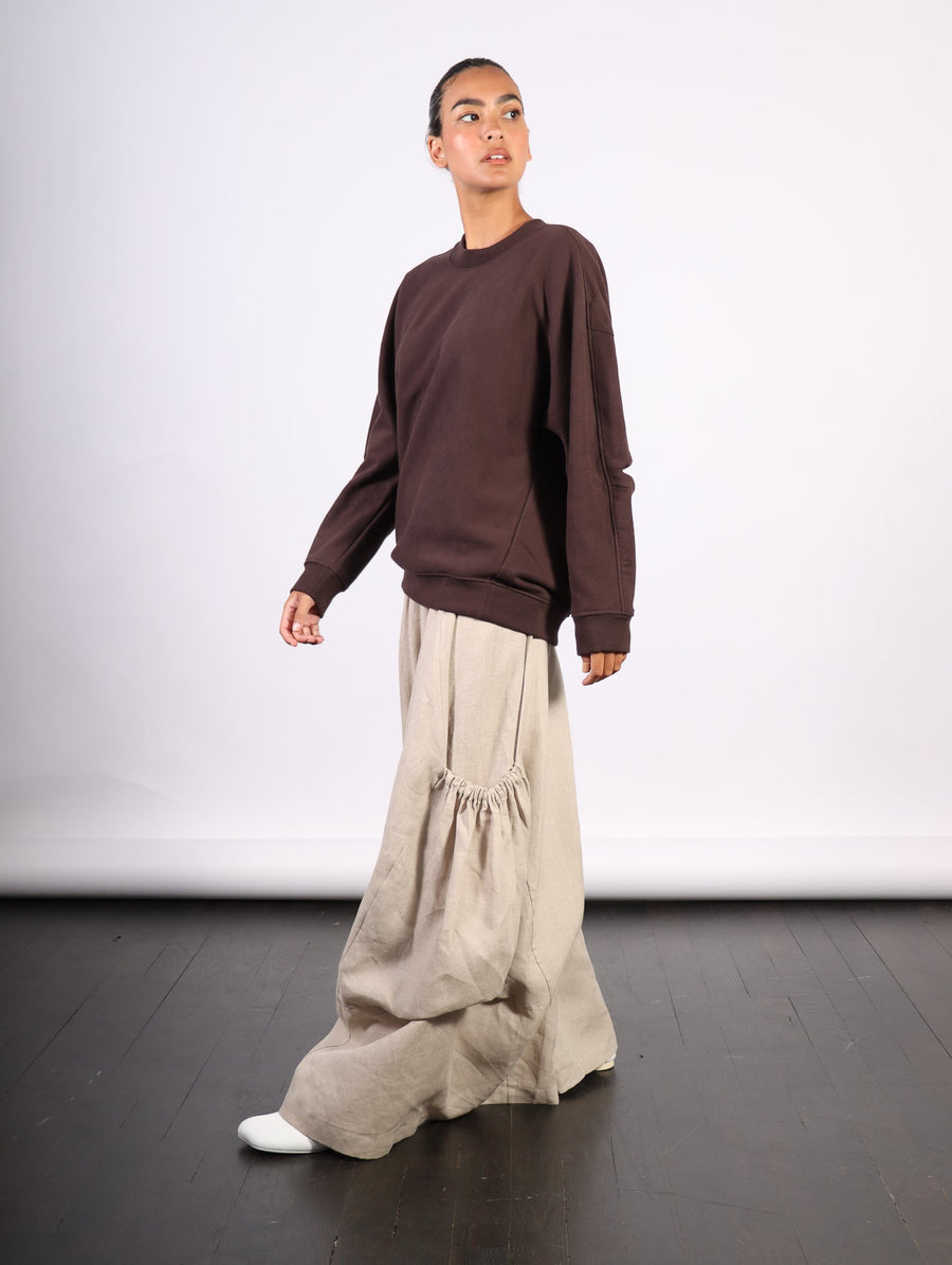 Cocoon Crewneck Sweatshirt in Brown by Tibi-Idlewild