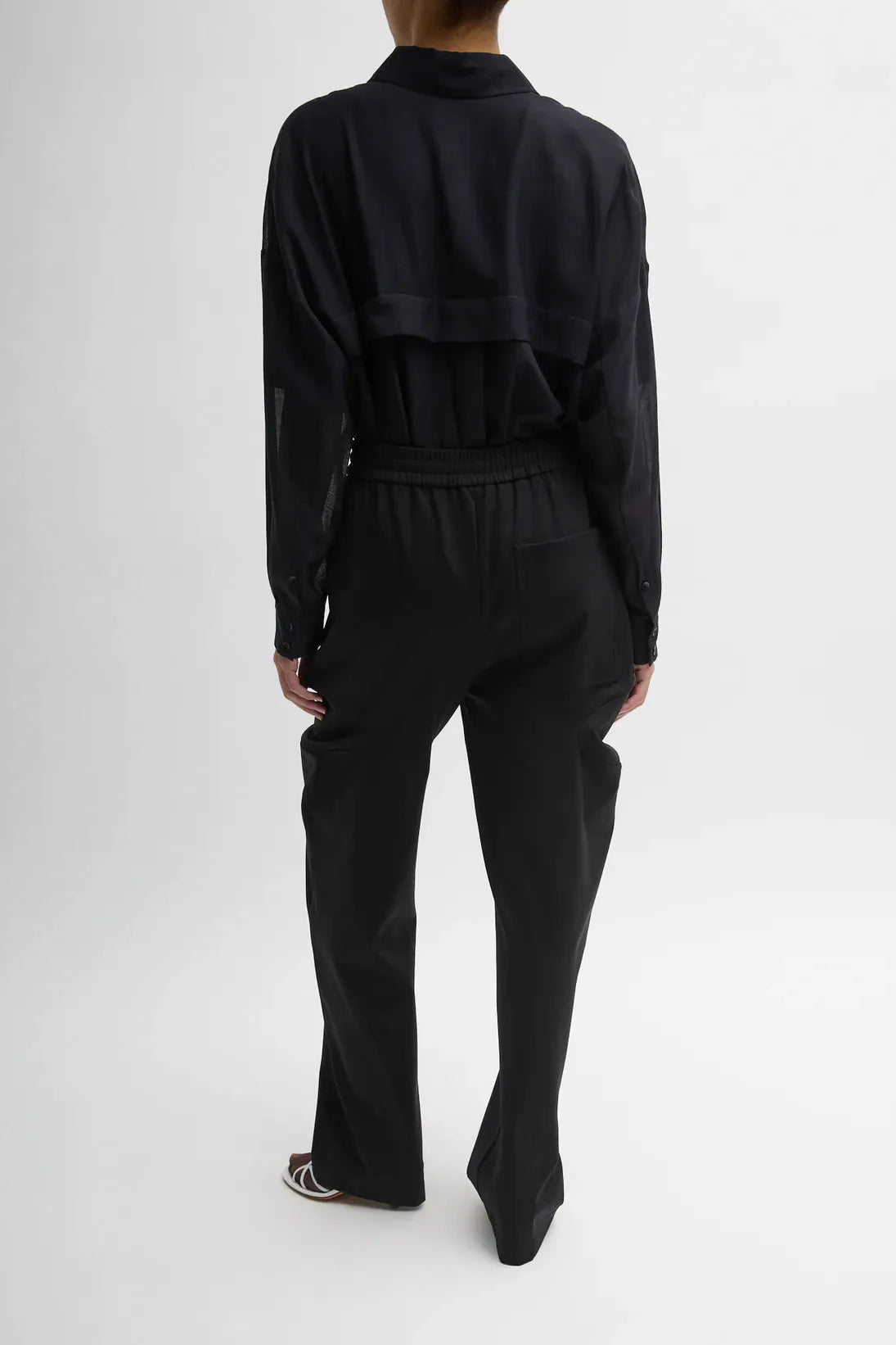 Compact Ultra Stretch Knit Sculpted Meir Pant in Black by Tibi-Bottoms-Tibi-Idlewild