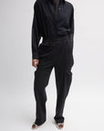 Compact Ultra Stretch Knit Sculpted Meir Pant in Black by Tibi-Bottoms-Tibi-Idlewild