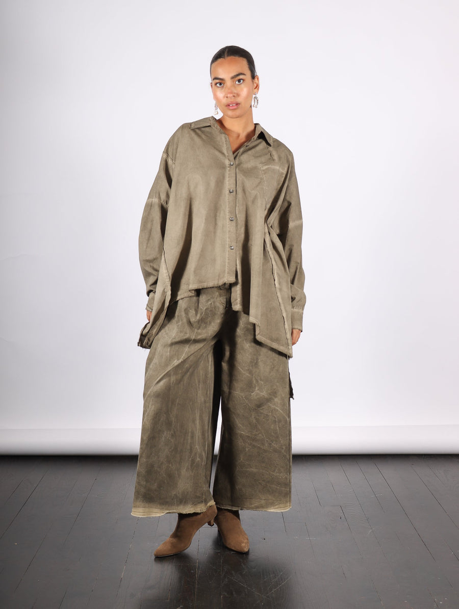 Cotton Gabardine Trousers in Green Tuscany by Sanctamuerte