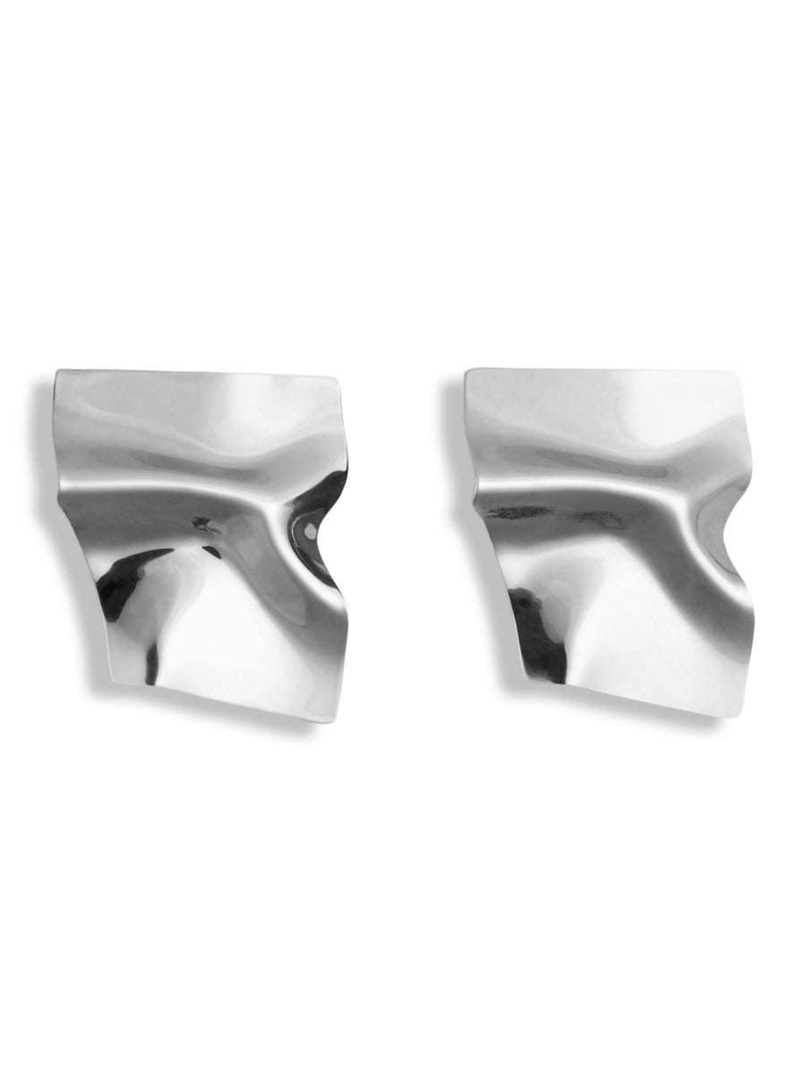 Crinkled Earrings in Silver by Liviana Conti