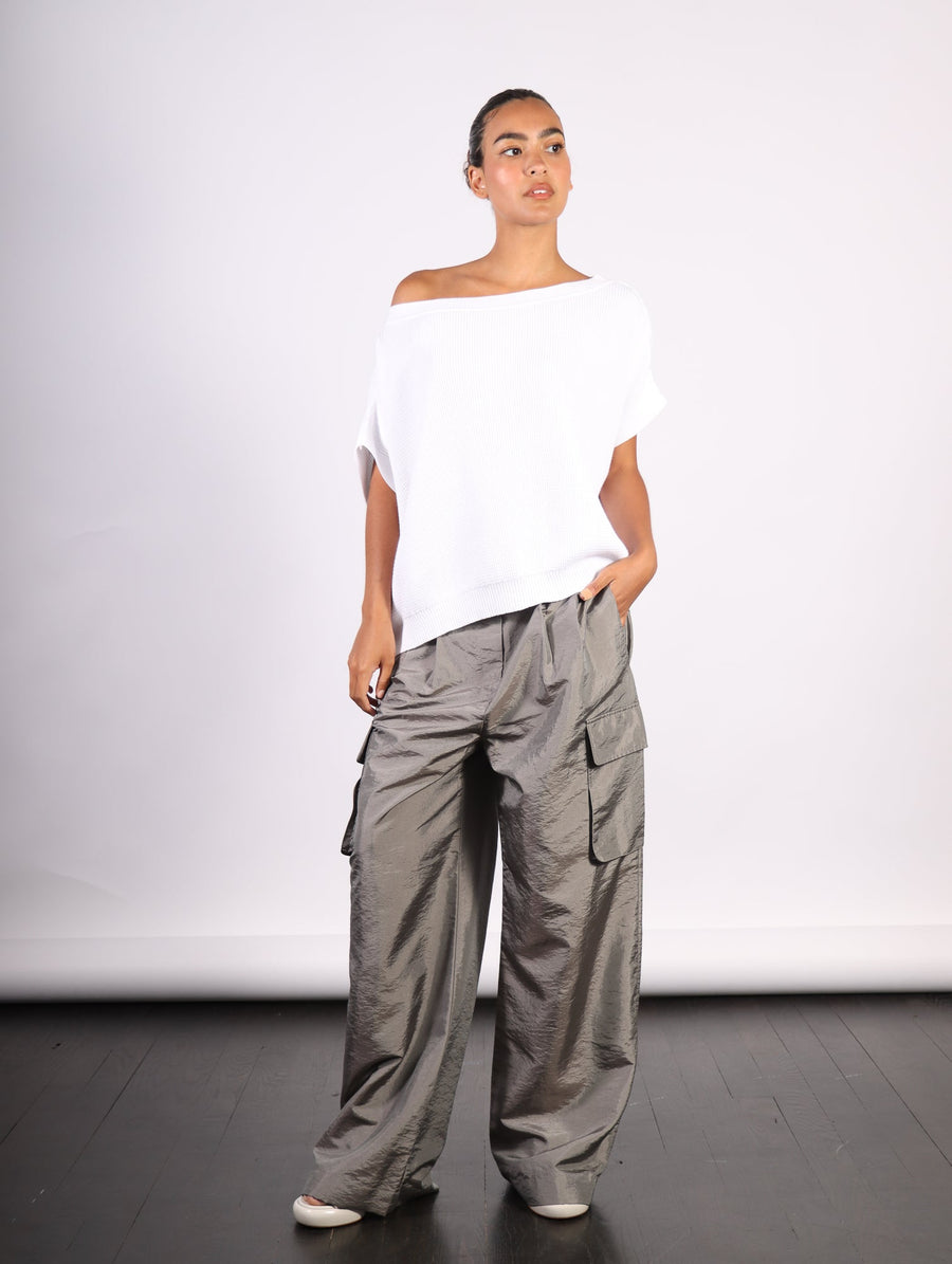 Crispy Nylon Pleated Stella Cargo Pant in Gray by Tibi-Idlewild