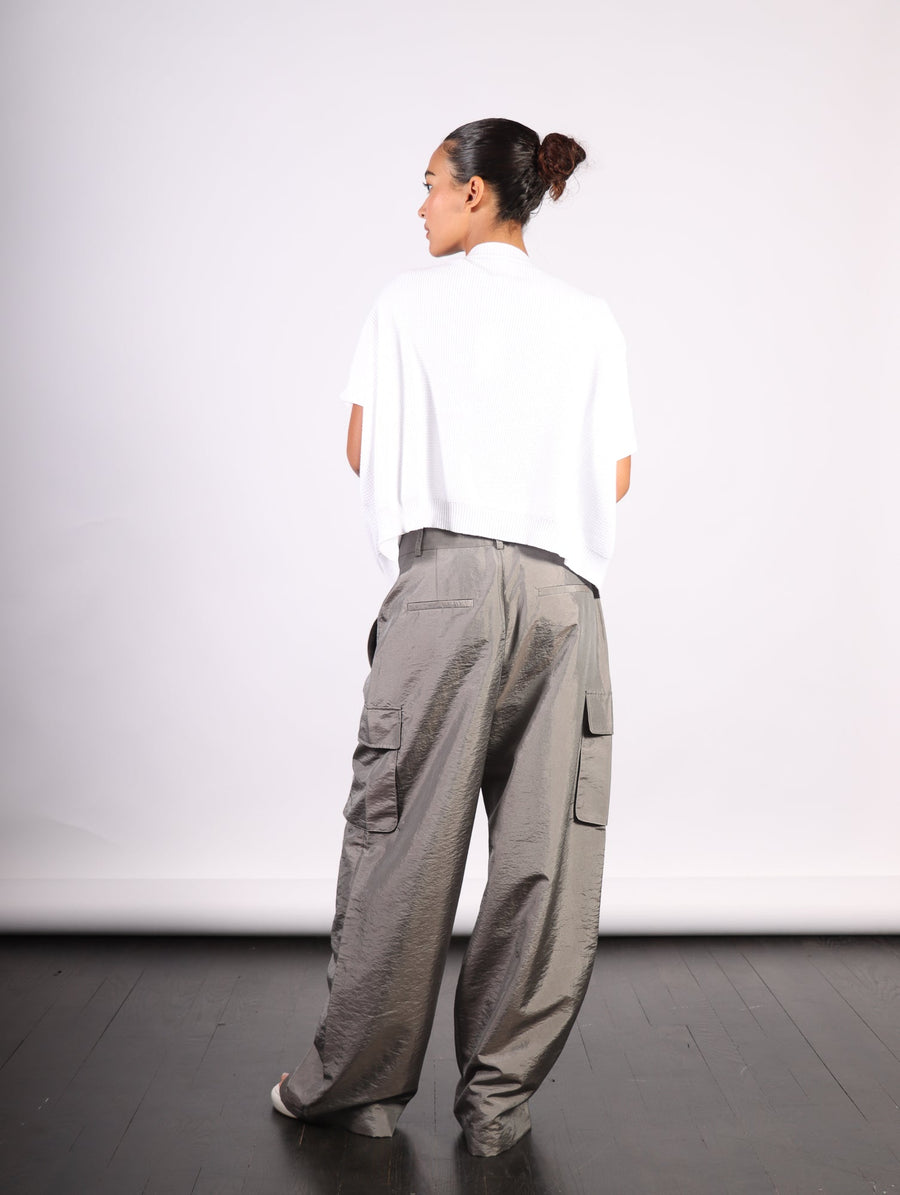 Crispy Nylon Pleated Stella Cargo Pant in Gray by Tibi-Idlewild