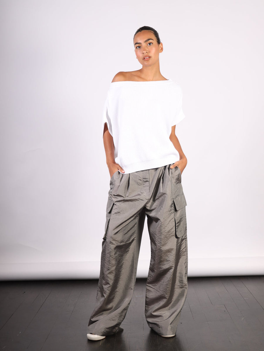 Crispy Nylon Pleated Stella Cargo Pant in Gray by Tibi-Idlewild