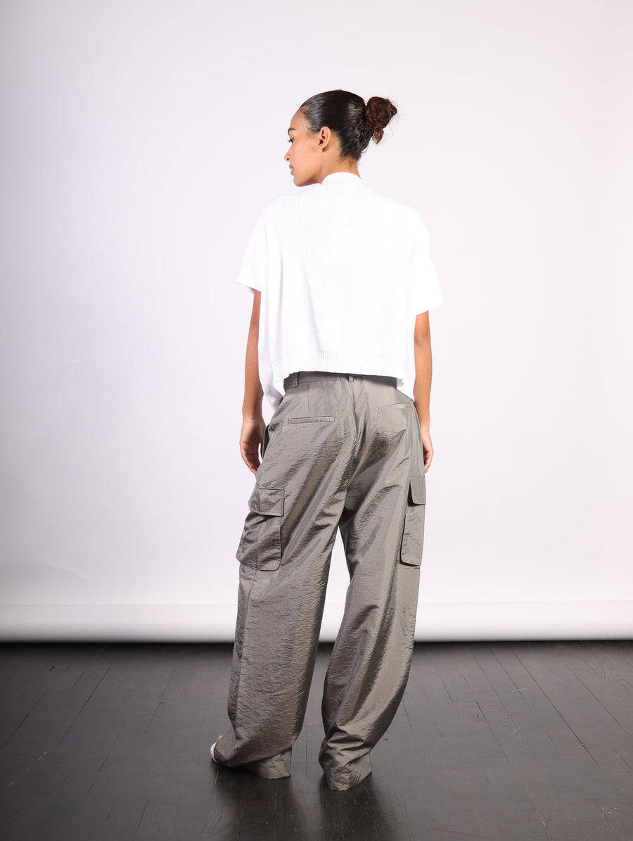 Crispy Nylon Pleated Stella Cargo Pant in Gray by Tibi-Idlewild