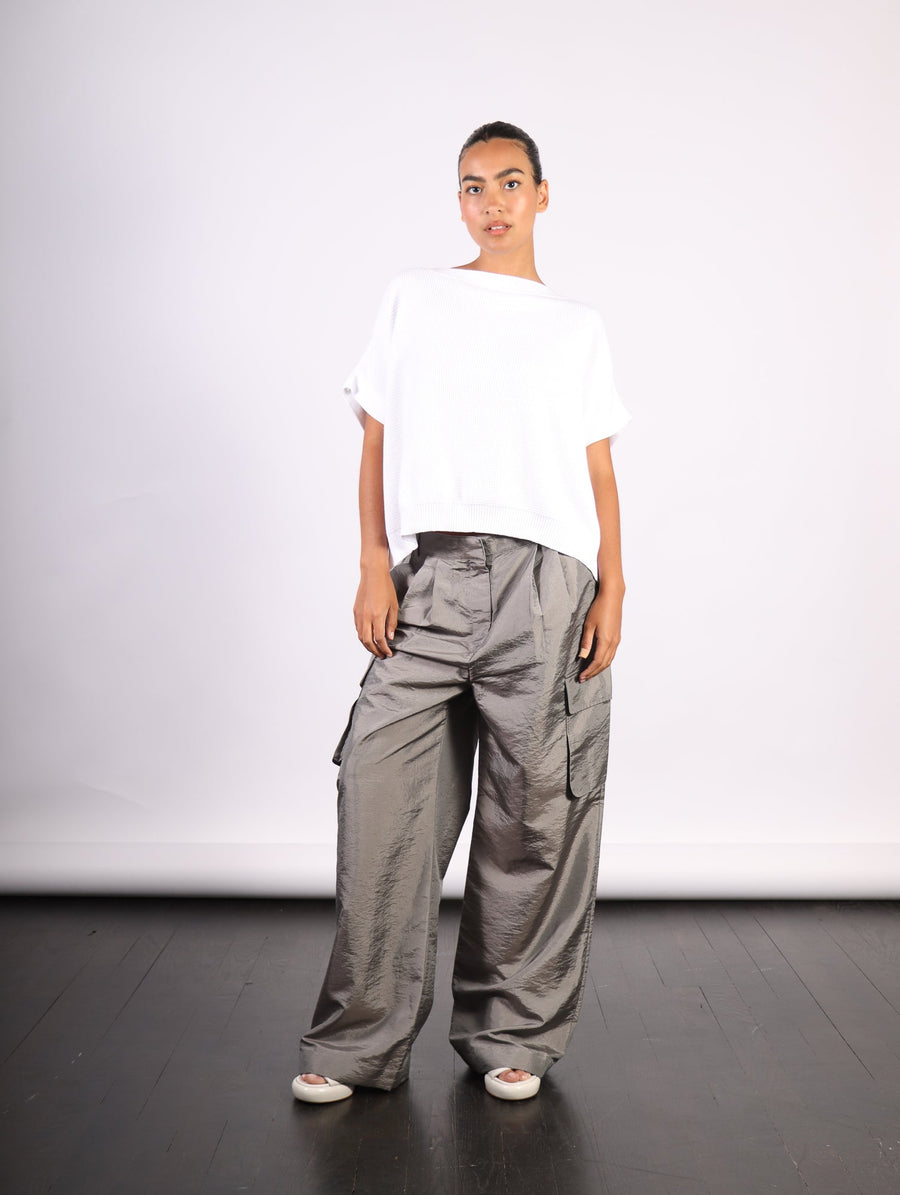 Crispy Nylon Pleated Stella Cargo Pant in Gray by Tibi-Idlewild