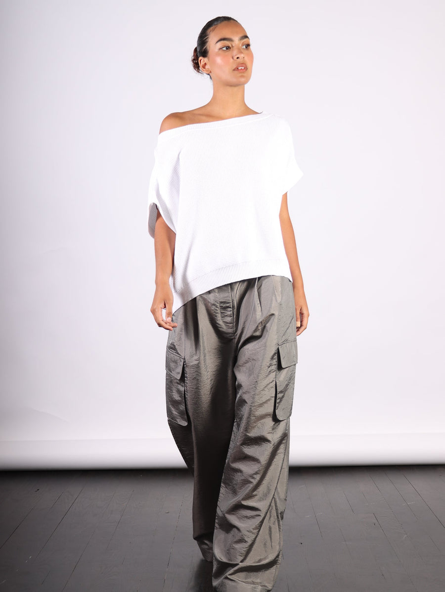 Crispy Nylon Pleated Stella Cargo Pant in Gray by Tibi-Idlewild