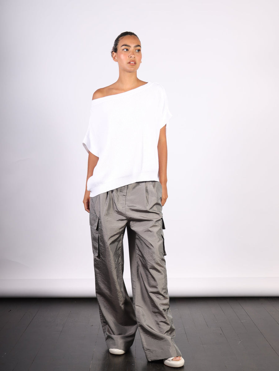 Crispy Nylon Pleated Stella Cargo Pant in Gray by Tibi-Idlewild