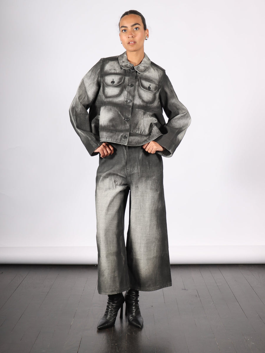 Cropped Denim Jacket in Black Shadow Paint by Melitta Baumeister