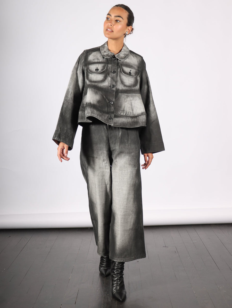 Cropped Denim Jacket in Black Shadow Paint by Melitta Baumeister