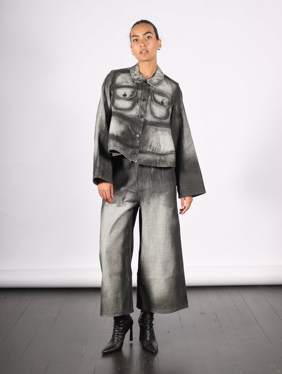 Cropped Denim Jacket in Black Shadow Paint by Melitta Baumeister