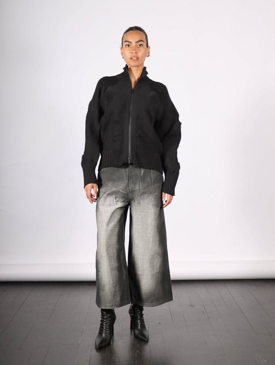 Cropped Denim Pants in Black Shadow Paint by Melitta Baumeister