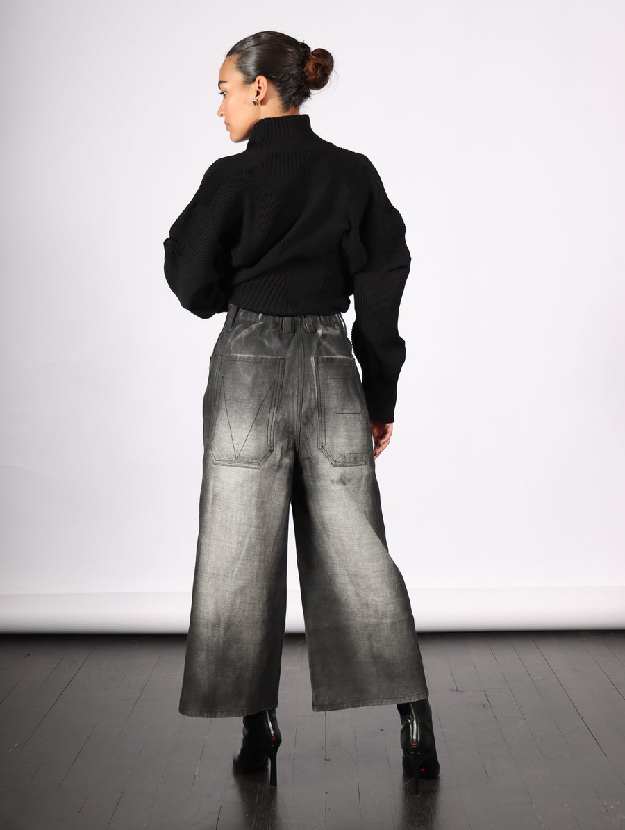 Cropped Denim Pants in Black Shadow Paint by Melitta Baumeister