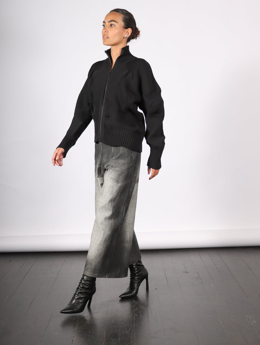 Cropped Denim Pants in Black Shadow Paint by Melitta Baumeister