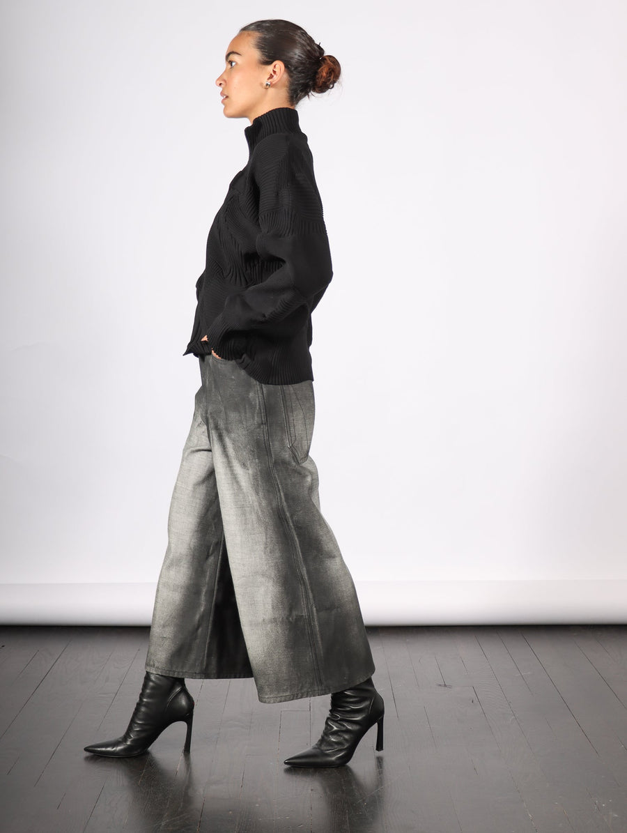 Cropped Denim Pants in Black Shadow Paint by Melitta Baumeister