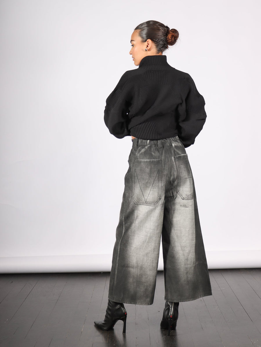 Cropped Denim Pants in Black Shadow Paint by Melitta Baumeister