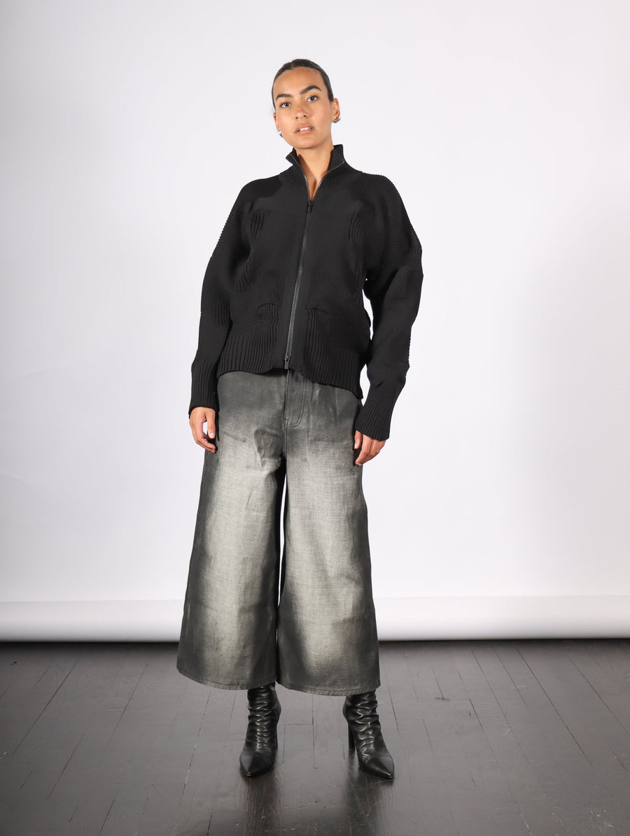 Cropped Denim Pants in Black Shadow Paint by Melitta Baumeister