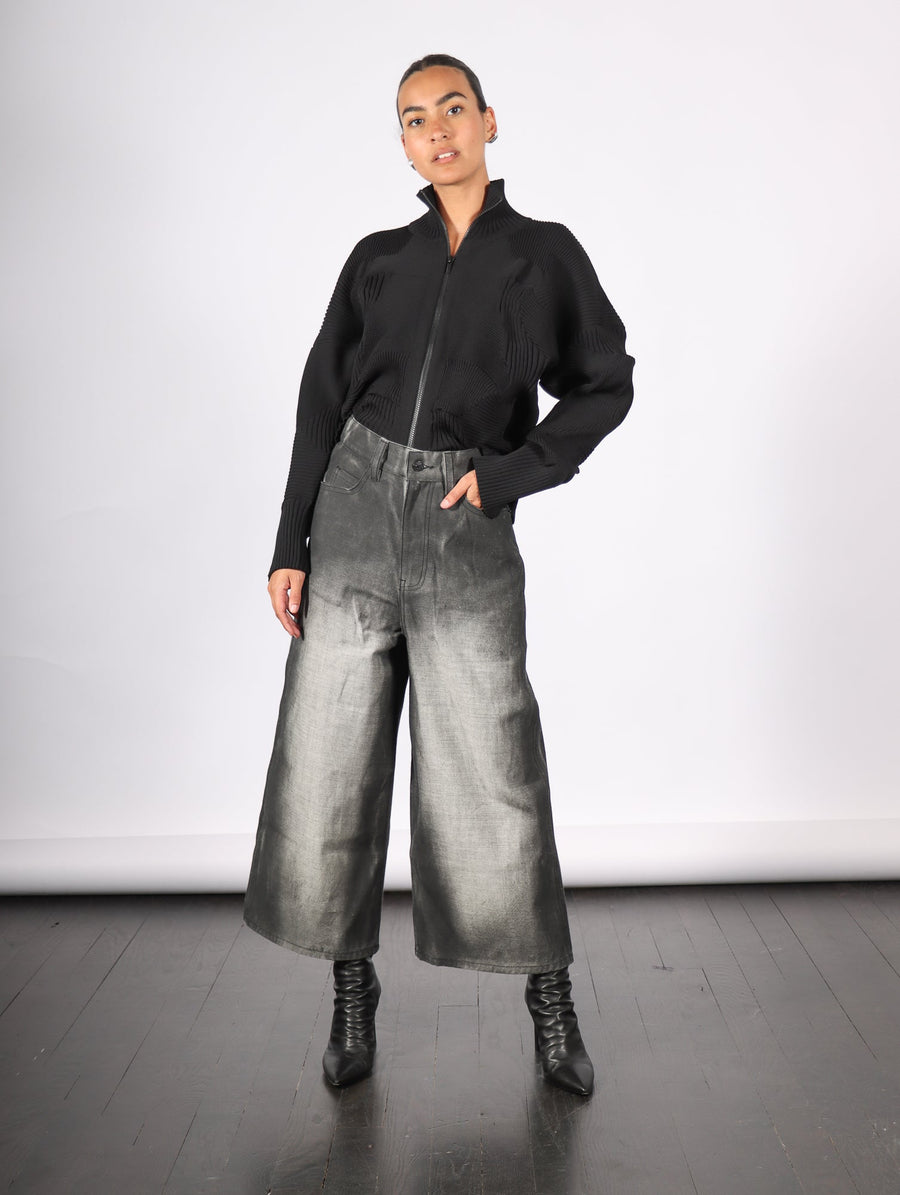 Cropped Denim Pants in Black Shadow Paint by Melitta Baumeister