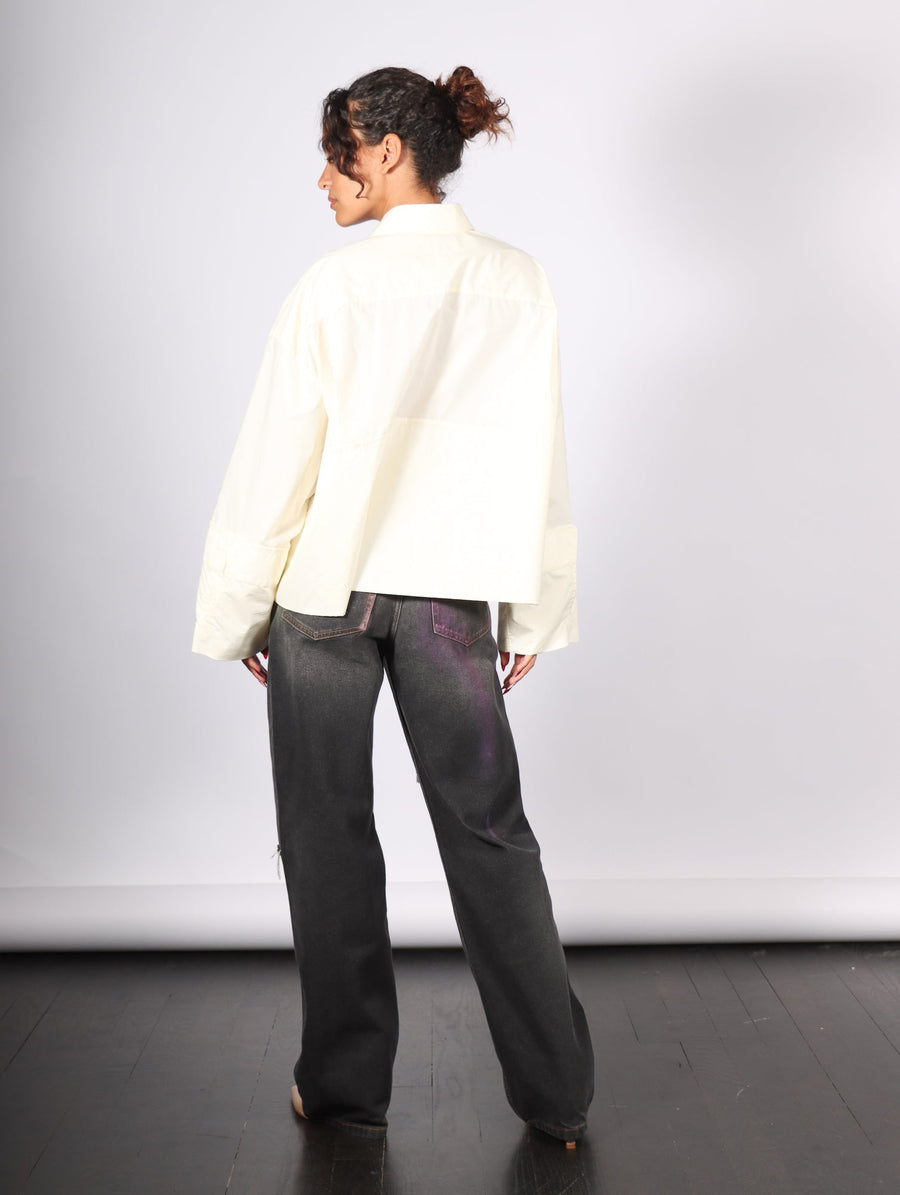 Cropped Long Sleeve Shirt in Ivory by MM6 Maison Margiela