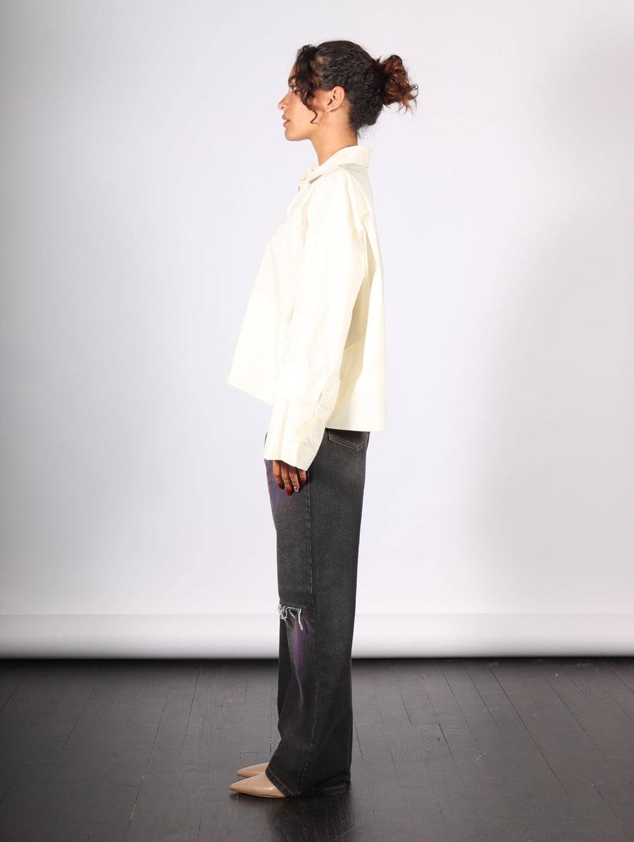 Cropped Long Sleeve Shirt in Ivory by MM6 Maison Margiela