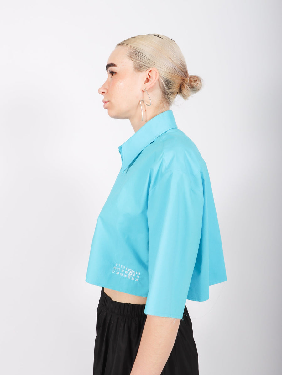 Cropped Short Sleeved Shirt in Bright Blue by MM6 Maison Margiela-MM6-Idlewild