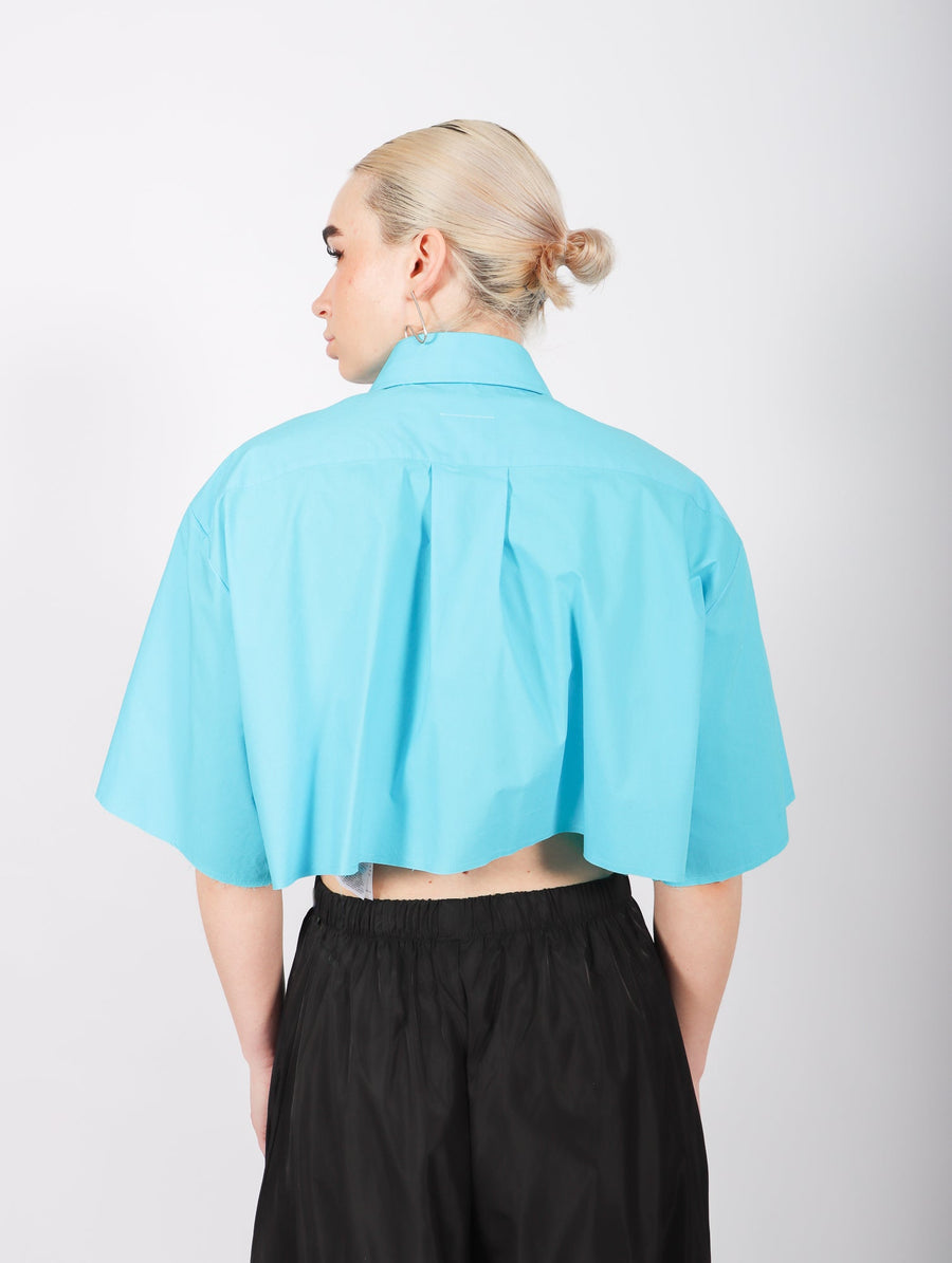 Cropped Short Sleeved Shirt in Bright Blue by MM6 Maison Margiela-MM6-Idlewild