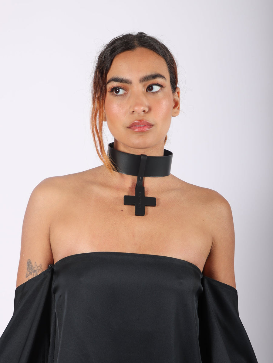 Cross Short M Choker in Black by Aumorfia-Idlewild