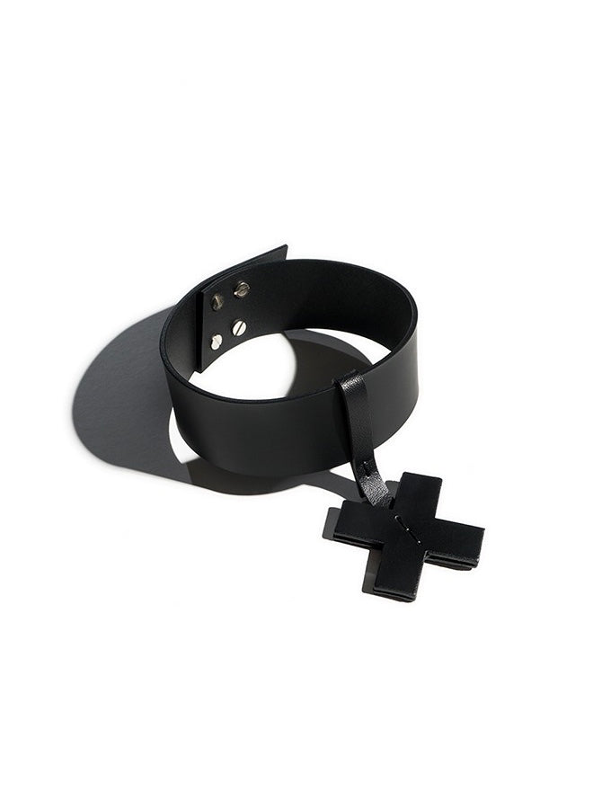 Cross X Short M Choker in Black by Aumorfia-Aumorfia-Idlewild