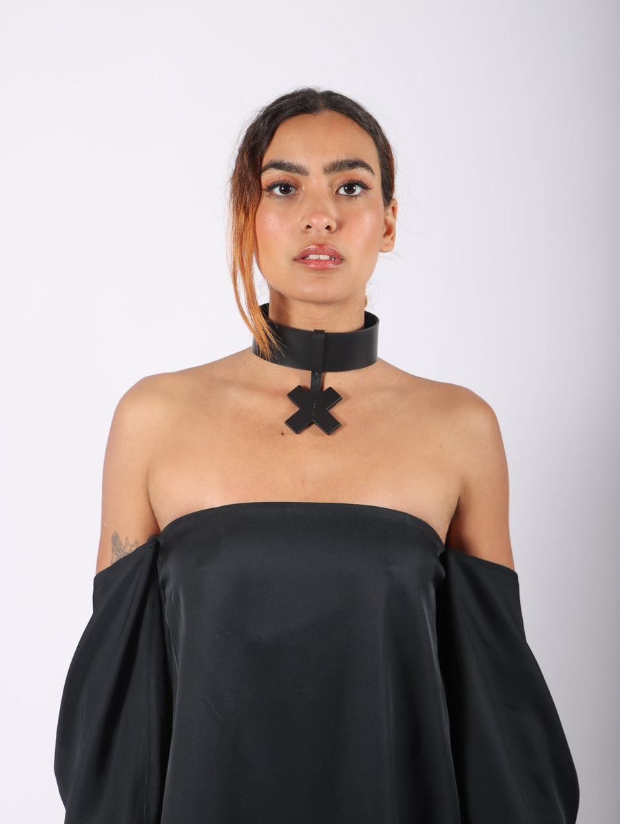 Cross X Short M Choker in Black by Aumorfia-Idlewild