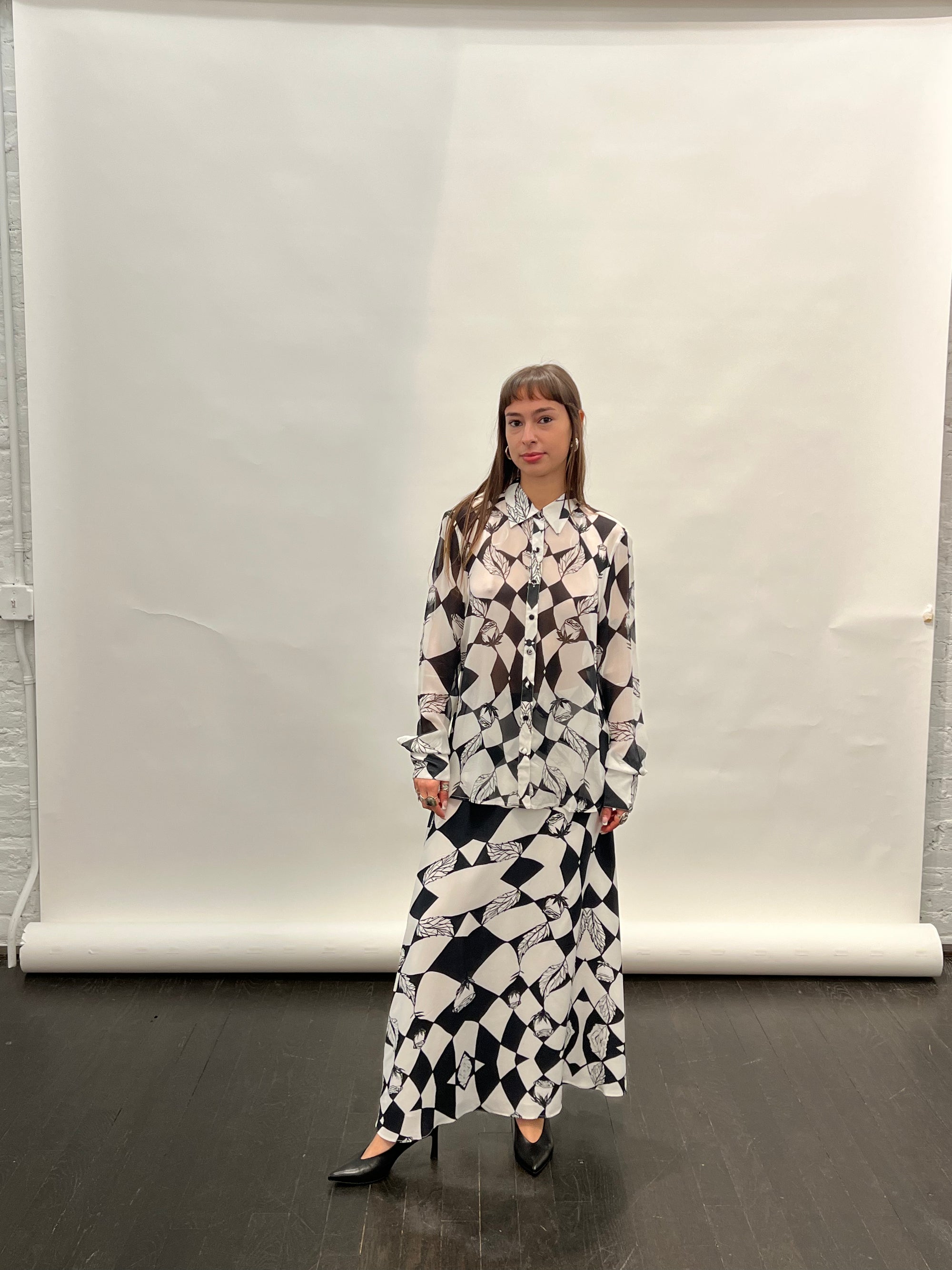 Cruz Shirt in Graphic Roses Print by Shwetambari-Shwetambari-Idlewild