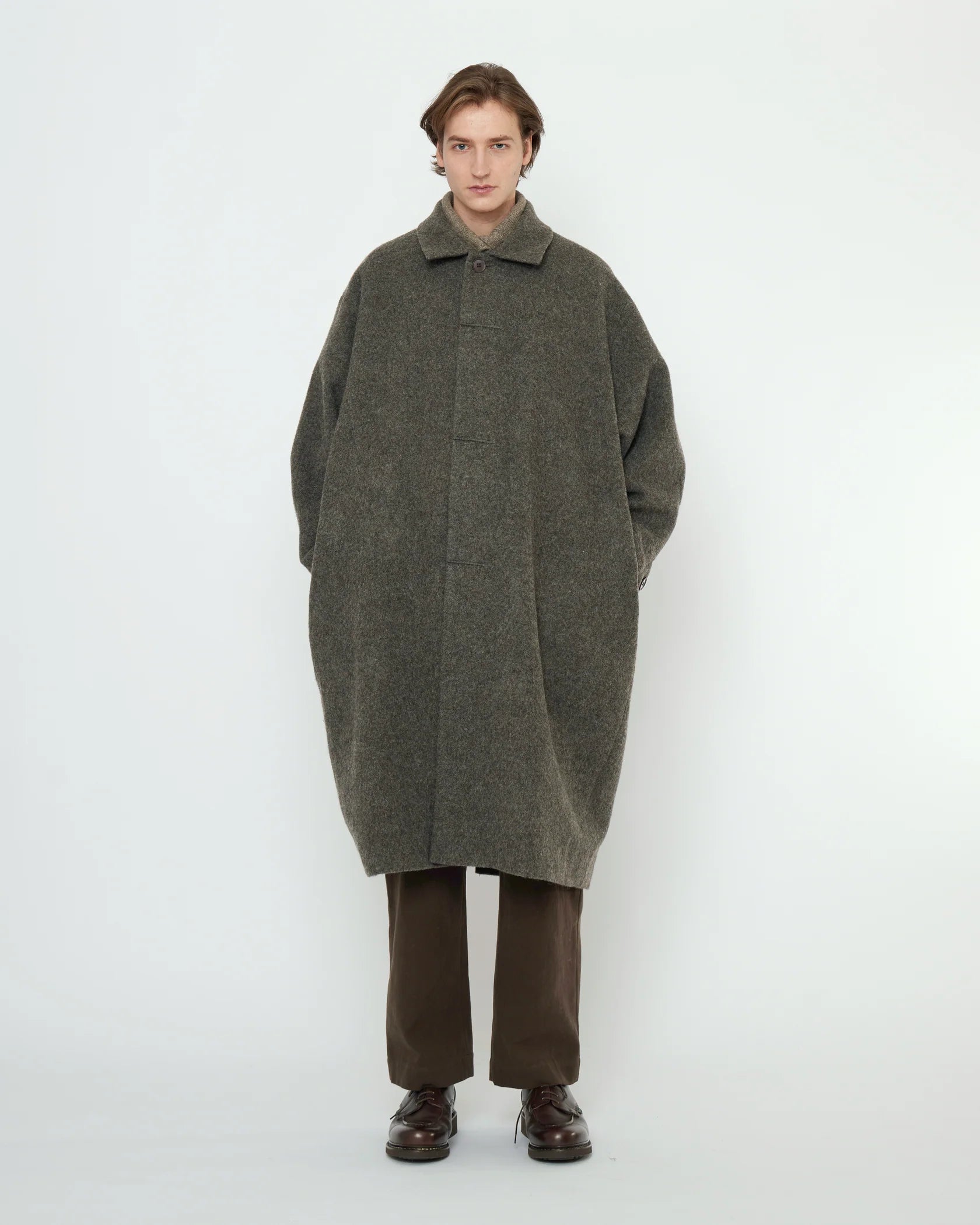 Cuffed Wool Coat in Heathered Taupe by 7115 by Szeki-Outerwear-7115 by Szeki-Idlewild