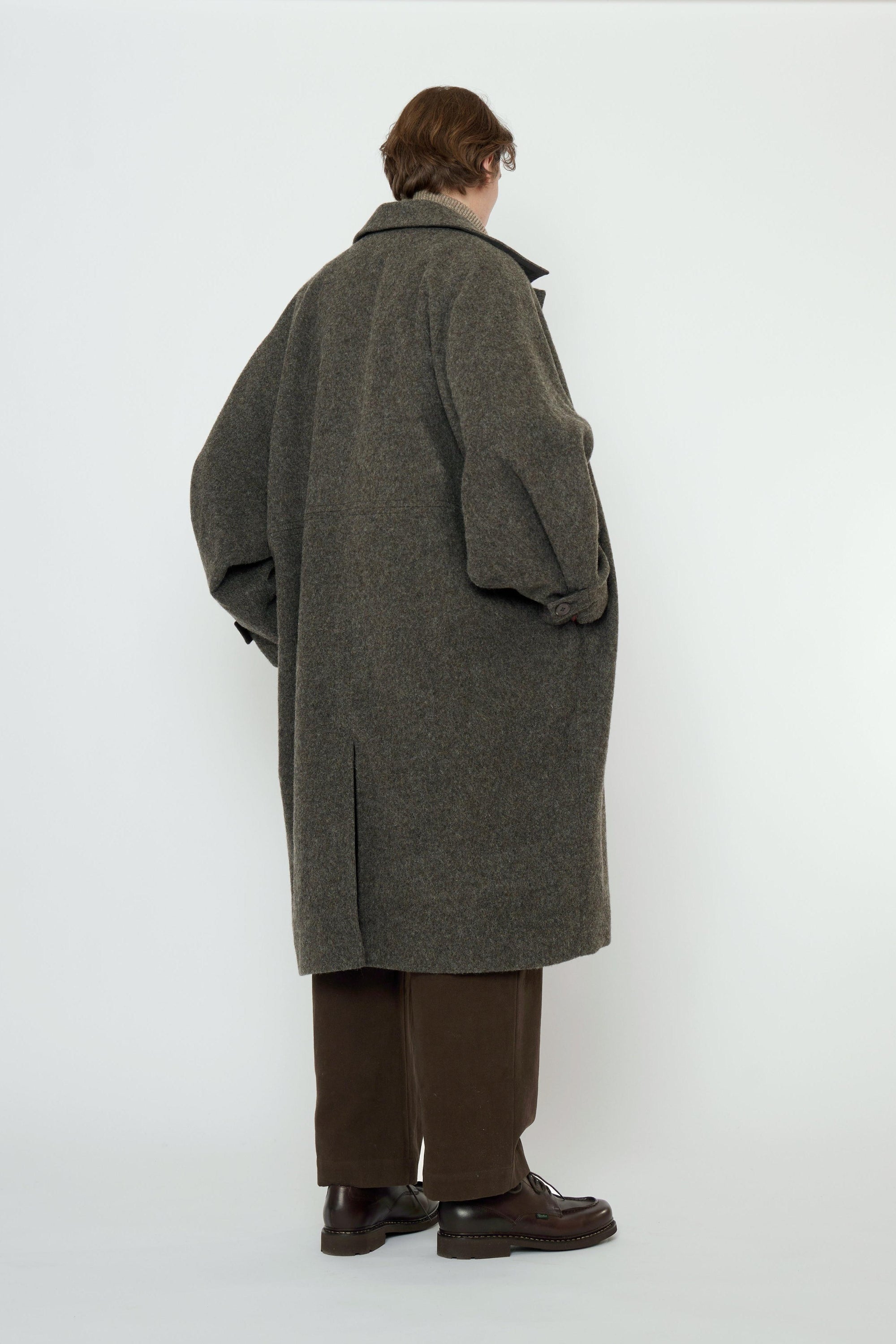 Cuffed Wool Coat in Heathered Taupe by 7115 by Szeki-7115 by Szeki-Idlewild