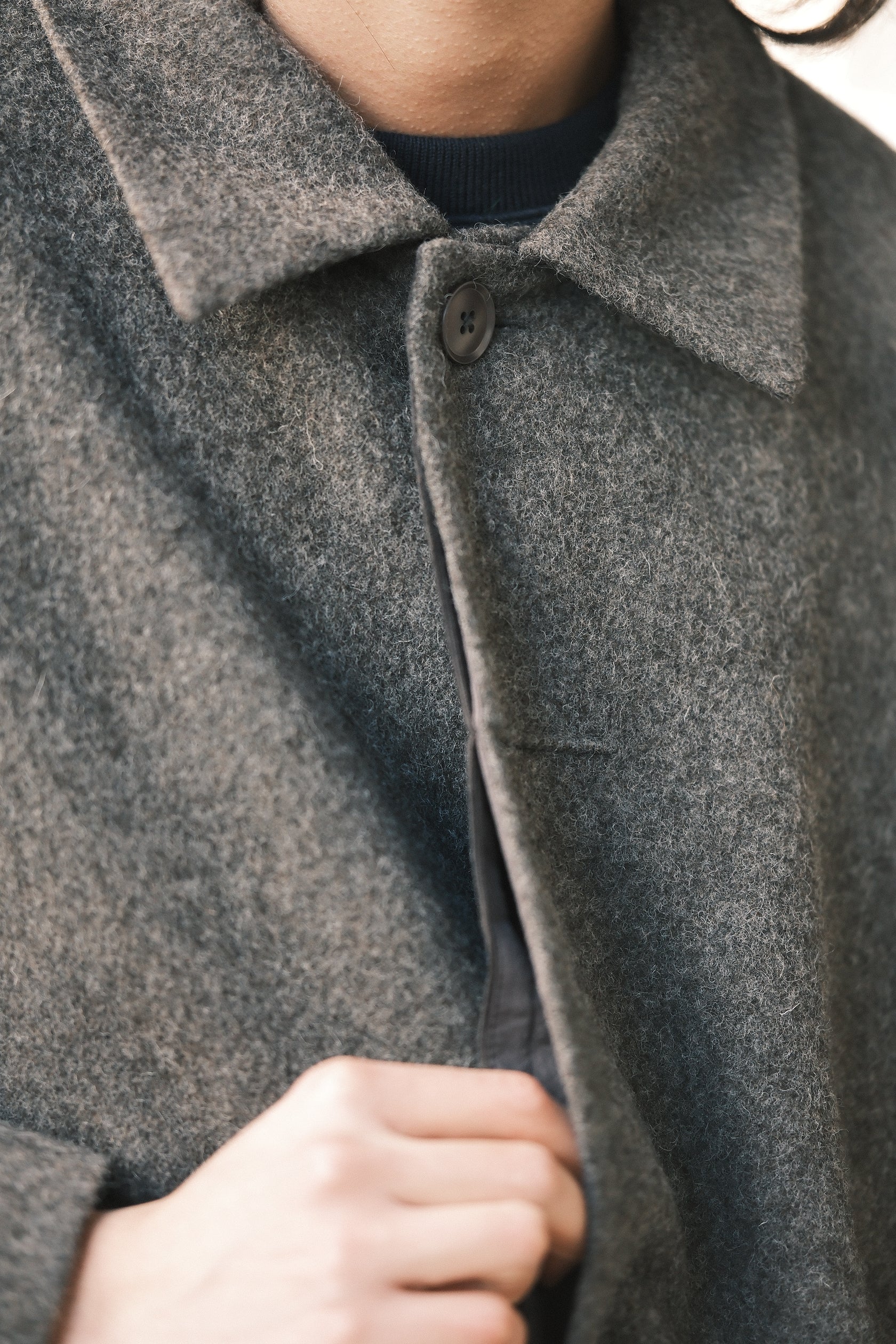 Cuffed Wool Coat in Heathered Taupe by 7115 by Szeki-Outerwear-7115 by Szeki-Idlewild