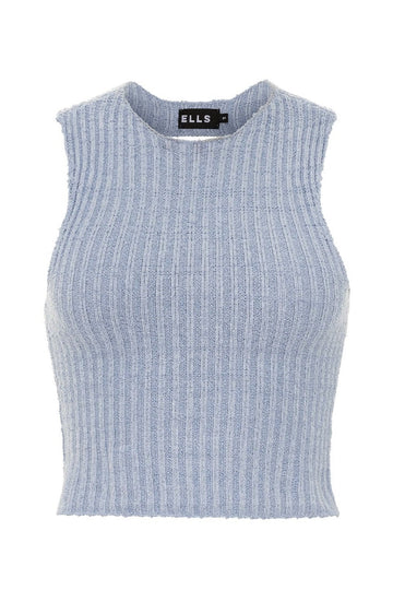 Cut Out Tank in Ice Blue by ELLS Knitwear