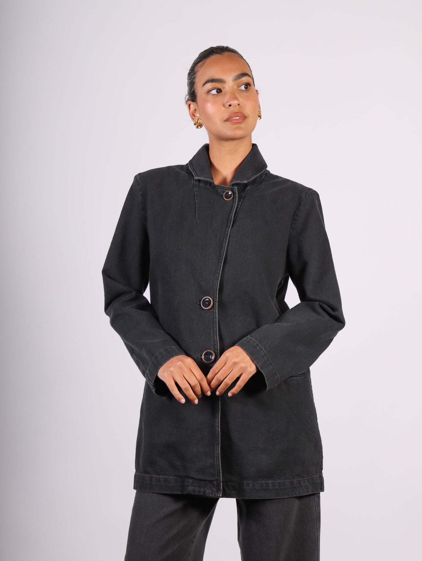 Delphi Denim Blazer in Black by Rodebjer-Idlewild