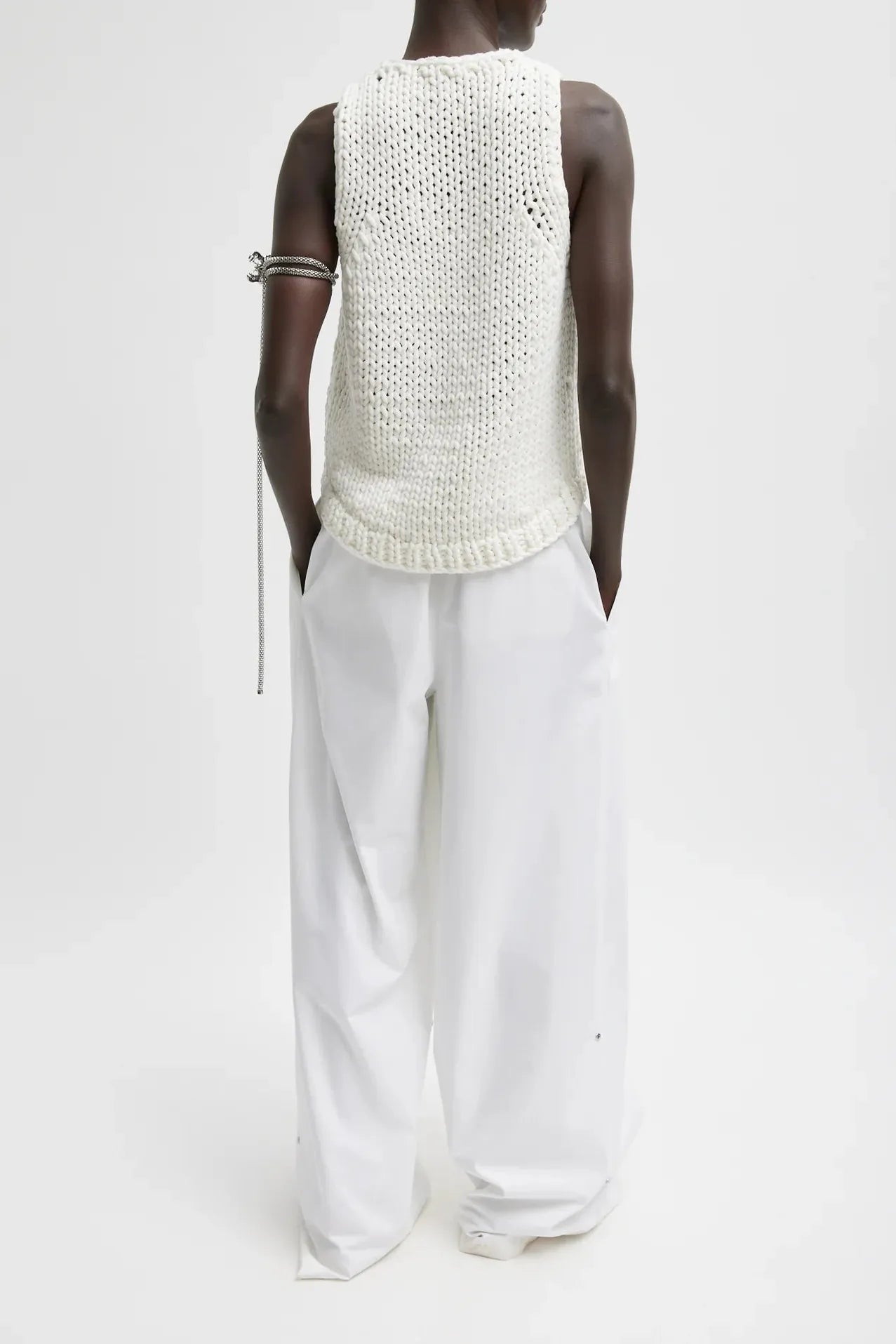 Deluxe Tube Yarn Sweater Tank Sweatshirt in White by Tibi-Tibi-Idlewild
