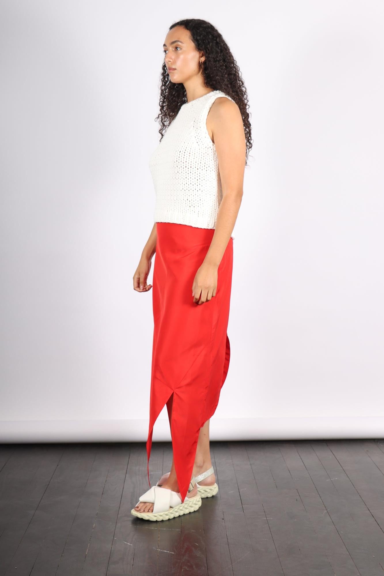 Deluxe Tube Yarn Sweater Tank Sweatshirt in White by Tibi-Tibi-Idlewild