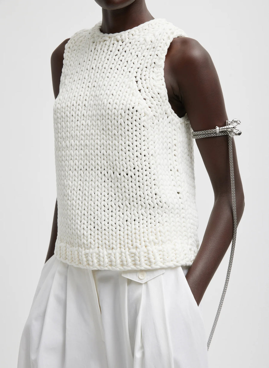 Deluxe Tube Yarn Sweater Tank Sweatshirt in White by Tibi-Tibi-Idlewild