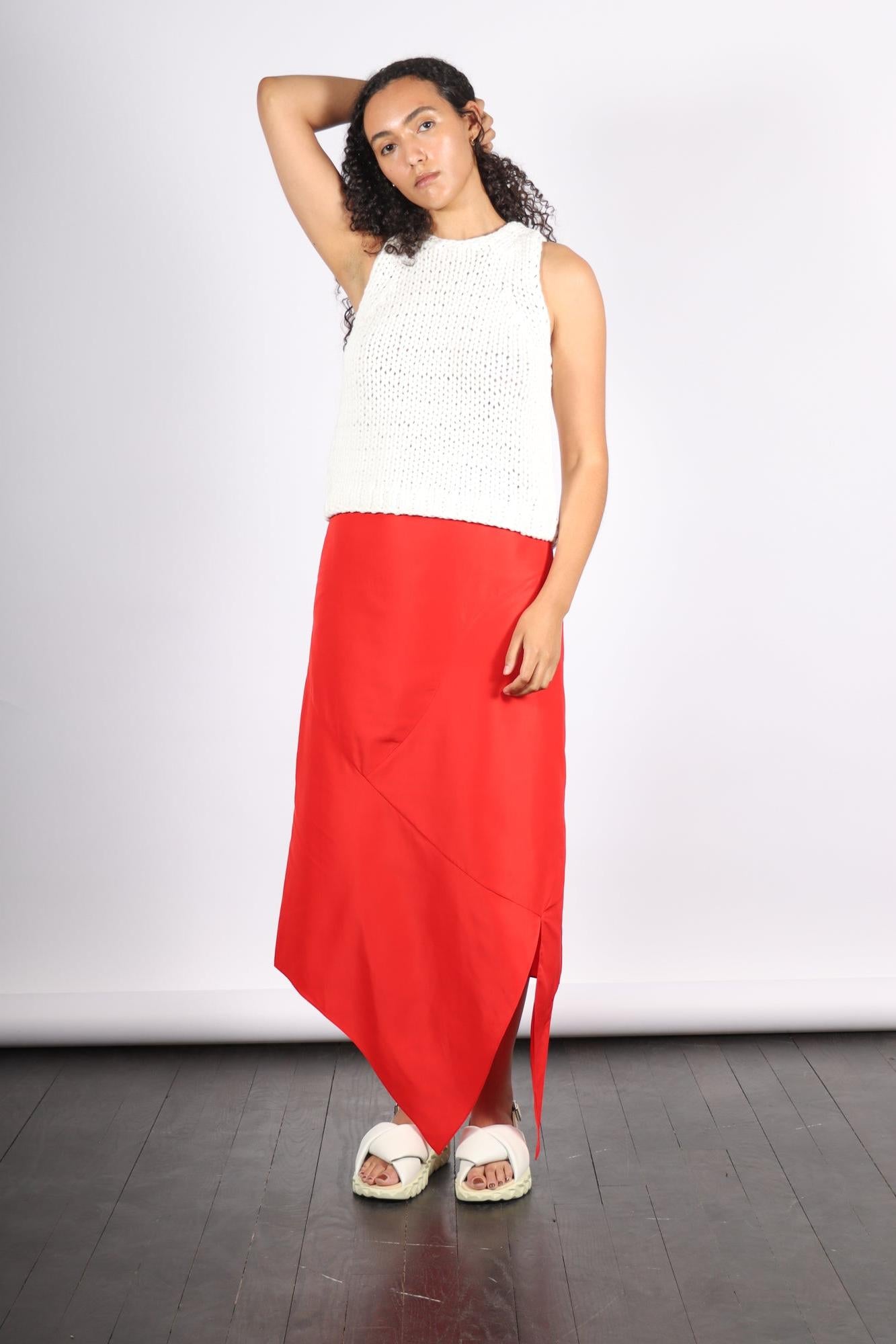 Italian Sporty Nylon Tie Skirt in Lava by Tibi-Tibi-Idlewild