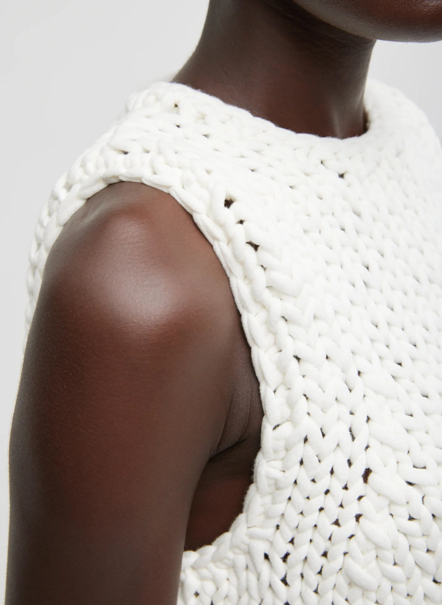 Deluxe Tube Yarn Sweater Tank Sweatshirt in White by Tibi-Tibi-Idlewild