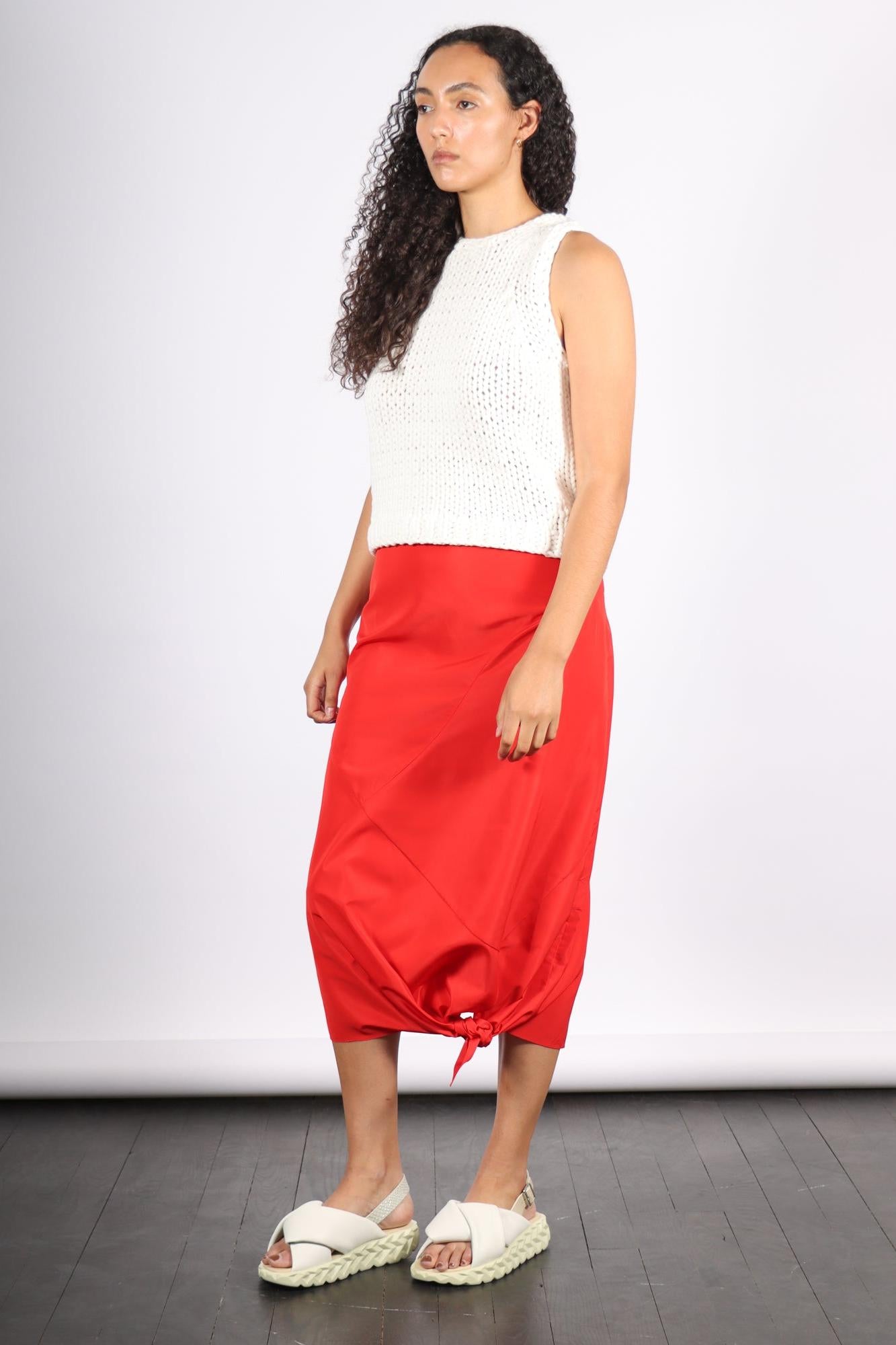 Italian Sporty Nylon Tie Skirt in Lava by Tibi-Tibi-Idlewild
